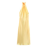 Women's Clothing Explosion Of The Solid Color Jacket Hanging Neck Collar Knot Folded Fan Flute