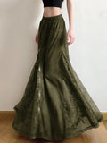 Cloth Forget The Wizard Of Oz Retro Green Lace Splicing Low-Rise Half-Body Skirt Heavy Industry Zip A