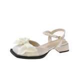 Sandals Women's 2025 New Summer Butter Pearl Low Heel Small Heel Shoes Slope Women's Single