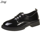 Fashion Spring & Autumn Oxford Flats Woman Loafers Shoes Femme New Patent Leather Shoes Woman Casual Riband Women's