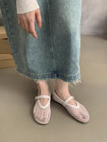 Head Fishing Grid Hollow Mary Jane Single Shoes Women Go Out 42 Large Summer New