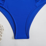 2025 New Solid Color Sexy Bikini Wrinkled Air Split Body Swimsuit Suit