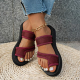 New Large-Size Lady Flat-Bottomed Toe Cool Slippers Comfortable Breathable Beach Slippers Women Light