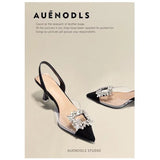 PVC Transparent Square Buckle Back Empty Sandals Female Fine Heel Head Temperament Tip High Heel Fashion