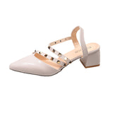Bag Head Sandals Women's Coarse Heel 2025 Spring And Summer New Willow Roman Fashion Lacquered Leather Tip Bee Slope And