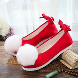 Zingj Shoes, Hanfu Shoes Ancient Style Ancient Costume Flat National Style Pure Color Lovely Girl Bright Cloth