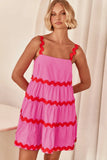 Zingj Spring And Summer New Loose, Sweet And Fresh Lace Splicing Short Dress