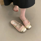 Half Slippers Women Summer Wear Gentle Fairy Style Temperament Soft Flat Bottom One Foot Pedal Late French Cool
