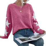 And Winter Women's Knitted Sweater Fashion Pure Color Five-Pointed Star-Colored Collar Collar