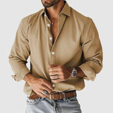 New Men's Shirt City Casual Collar Button Solid Color Men's