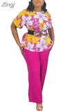 Piece Set Women Africa Clothes 2023 New Dashiki African Fashion Print Tops And Pants Suits Big Size Party Clothing For
