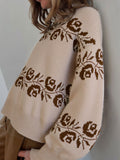 And Winter New Half-High Collar Fashion Loose Embroidered Knitted Shirt Sweater