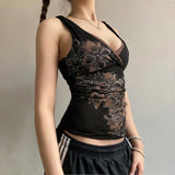 Plant Floral Print Slings Small Vest Hottie Girl Girl Slamming Sexy Antique Early Feeling New Blouse