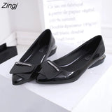 Elegant Red Pointed Toe Flat Shoes Women Patent Leather Flats Fashion Slip On Ladies Shoes Lady Slip On Ballet Office