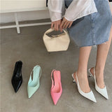 And Summer New Pointed Fine Heel Single Shoes Behind The Empty Sandals Fairy Style With Skirt High