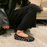 Women's Shoes Metal Decoration Small Scented Women's Shoes Soft Soles Are Not Tired Of Shallow Mouth Casual Single Shoes