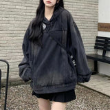 Zingj Retro Wash Water Hooded Loose Cowboy Hoodie Coat Female 2023 Spring And Autumn New Jacket