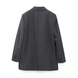 Code Female 2025 Spring Pinstriped Suit Vest Straight Cut Long Blazer Trouser