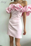 Quality Summer Bodycon Party Dress Women White Ruffle Dress Elegant Off The Shoulder Mini Dress Celebrity Even Club