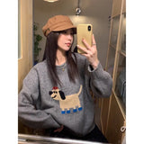 Velvet] Fashion High Quality Silkfreflower-Blend Sweater In Autumn Lovely Casual Round Knitted