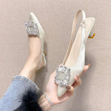 Bag Head Sandals Women 2025 Summer New Fashion Pointy Water Drill Buckle And Fashion Sandals
