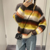Women's Loose Version Of The Round-Neck Horse Seaweed Jumper Women Autumn And Winter New Striped