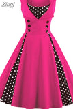 S-5XL Women Robe Pin Up Dress Retro 2023 Vintage 50s Rockabilly Dot Swing Summer female Dresses Elegant Tunic