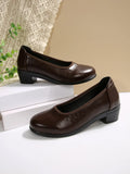 Work Shoes Shallow Mouth Thick Heel Professional Shoes Soft Leather Plain Heel Work Clothes Flight Attendant Female Middle-Age Mother