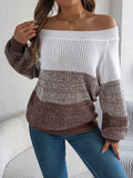 Shooting 2025 Autumn And Winter Casual Spell Shoulder Lantern Sleeve Sweater Women's