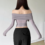 Zingj 2024 Summer New Women's Fashion Casual Style Open Shoulder Dress Cross Design Sense T-Shirt-Outfit