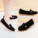 And Summer Round Head Flat Heded Shallow Shoes Single Shoes Metal Buckle Flat-Soled Women's Shoes Students Bean Shoes Casual Single