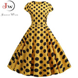 Sleeve Polka Dot Summer Dress Women White Elegant A-line Midi Party Dress Vestidos 50s 60s Rockabilly Vintage