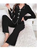 Autumn And Winter Collar Long-Sleeved Trousers Lady Pajamas Set