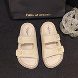 Version Of Thick Bottom Slippers Women Wear 2025 Summer New Seaside Beach Cool Slippers Casual