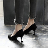 High-Heeled Women 2025 New Fine-Heeled Fashion Work Shoes Women's Professional Velvet Single Shoes