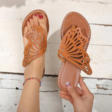 Hollow Breathable Flat-Bottom Slippers Women Retro-Toed Toes Bow Beach Cool