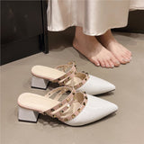 Women Wear 2025 French Sexy Pointed Rivet High-Heeled Shoes Sandals Women's Coarse Heel Single