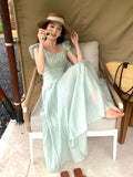 Special Price Does Not Return] Xixi Korean Version Of Elegant Square Lead Flying Sleeve Dress Pure Lust Dress