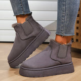 And South Korea Solid-Colored Thick Background Snow Boots Women's Pine Velvet Cloth Tight Belt Warm Cotton Boots