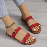 Zingj New Hollow Flat Bottom Slippers Female Summer Wear Casual One Word Large Size