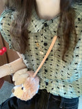 Doll Collar Bubble Sleeves Broken Flower T-Shirt Shirt Women 2025 New Summer High-End Small Shirt