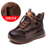 Layer Of Cowhick Retro Thick-Soled Casual Shoes Autumn New Set Of High-Shoe Shoes Soft Soles Short