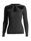 Slim Top 2025 New Personality Kink Hollow Out Long Sleeve Knit Sweater Loose Lazy