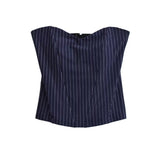 Sexy Babes Fish Bone Brake Stripe Girded Waisted Top Cloth Plus Chest