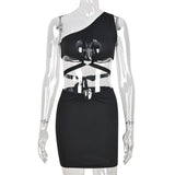 Fashion Sleeveless Sexy Cut Out Crop Top Mini Dress Sets for women Summer 2 Pieces Sets Women Matching Sets Outfits