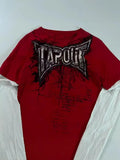 Street Trendy TAPOUT Printed T-Shirt Fake Two-Piece Blouse Casual Hip-Hop Long-Sleeved