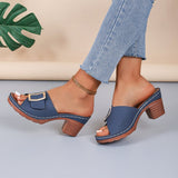 Coarse-Heeled Slippers Women's New TEUM Explosive Belt Buckle Light Sandals Women In The Summer Of