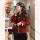 Winter Red Lambhair Jacket Coat Women Faux Fur Integrated Jackets Womens Outerwear Korean Ladies Coats 2023 Manteau