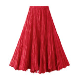 Spring New Sister Wind High-Level Feeling Hundred Folds Loose Thin Swing Skirt Leisure A Skirt