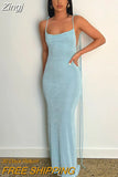 Spaghetti Strap Elegant Draped Maxi Dress for Women Outfits Hot Sexy Backless Club Party Gown Long Dresses